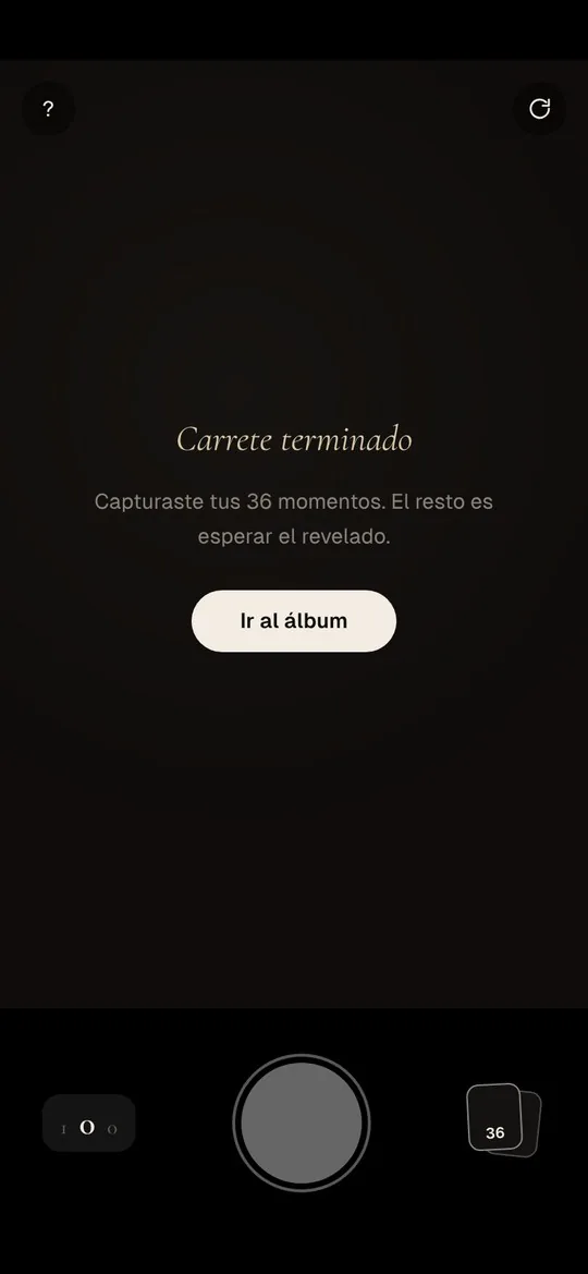 Pantalla de carrete terminado