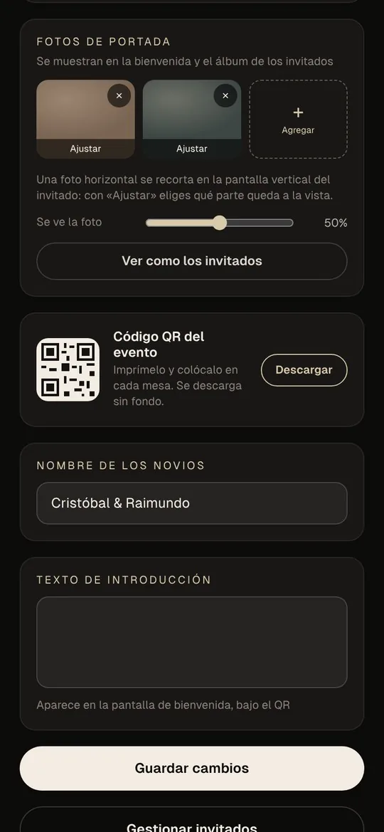Panel con fotos de portada y código QR para imprimir