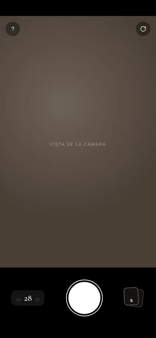 Pantalla de cámara con el contador de fotos